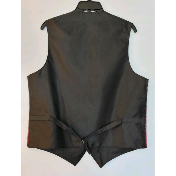 Vesuvio Napoli Size M Red/Black Plaid Lined Vest - Preppy Holiday Festive - Picture 2 of 6